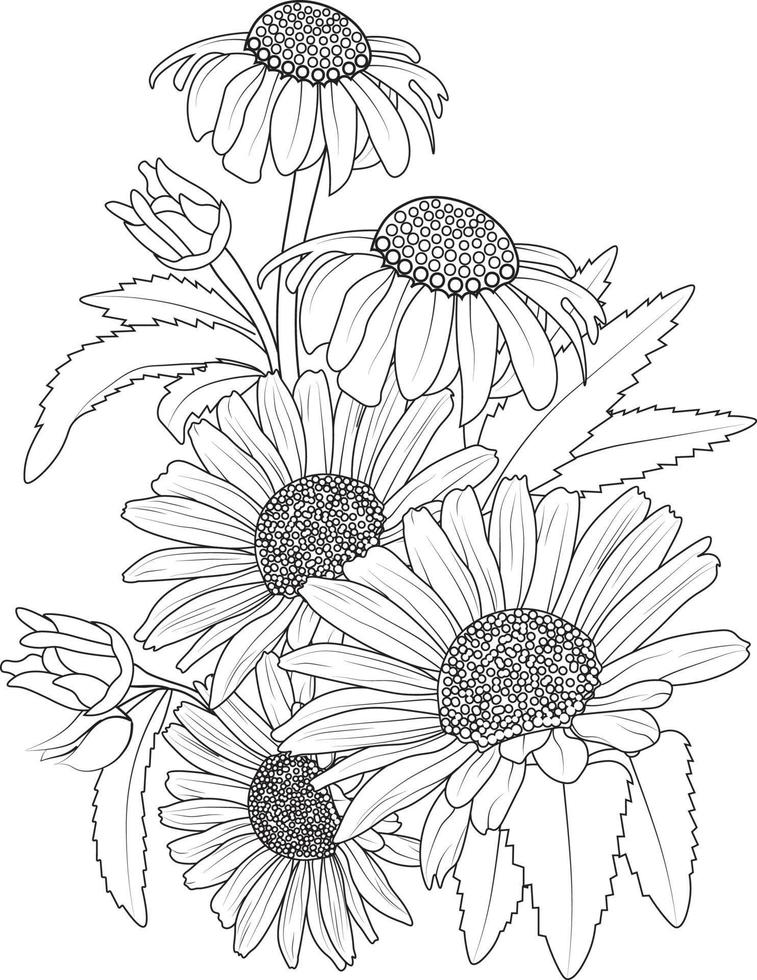 buquê de margarida flor desenho a lápis ...