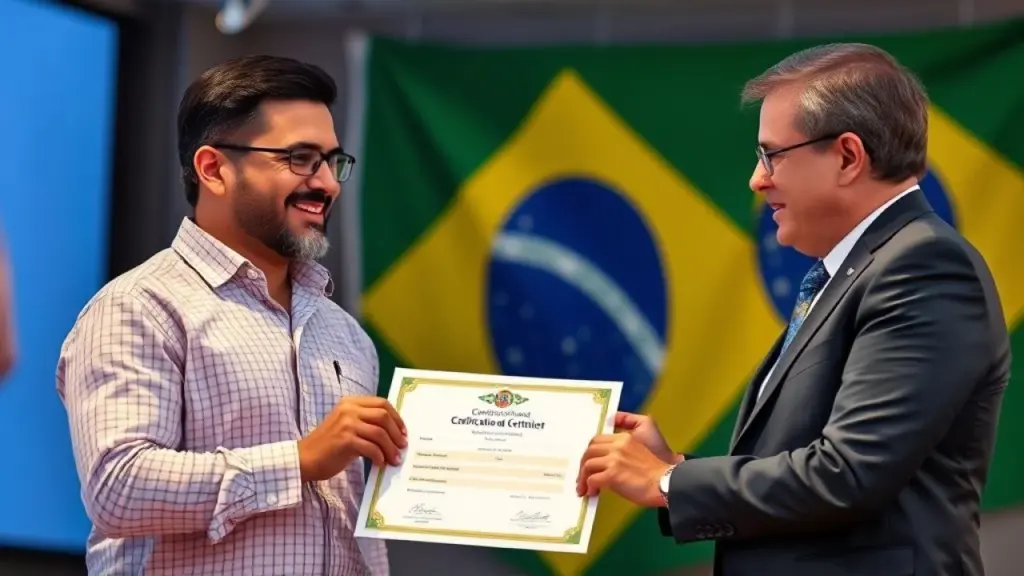Empresário(a) recebe certificado de incentivo fiscal do governo.