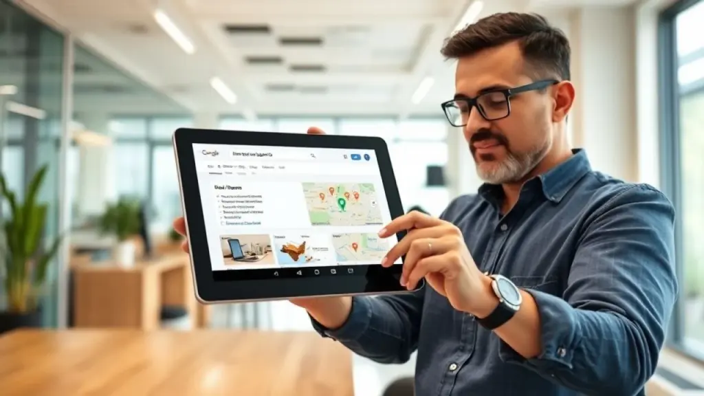 Empresário brasileiro cadastrando empresa no Google Meu Negócio