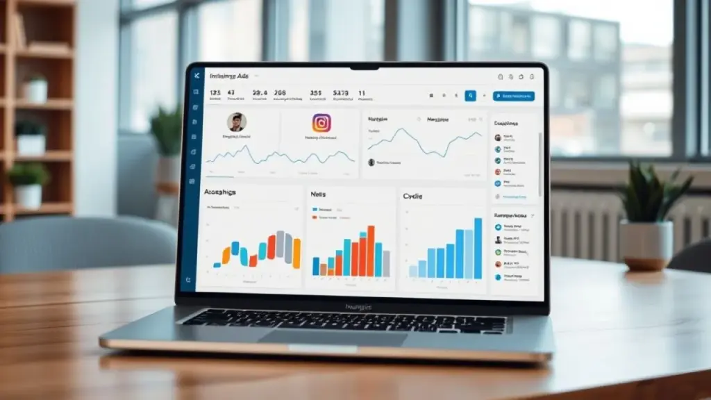 Dashboard com métricas de anúncios do Instagram em português.