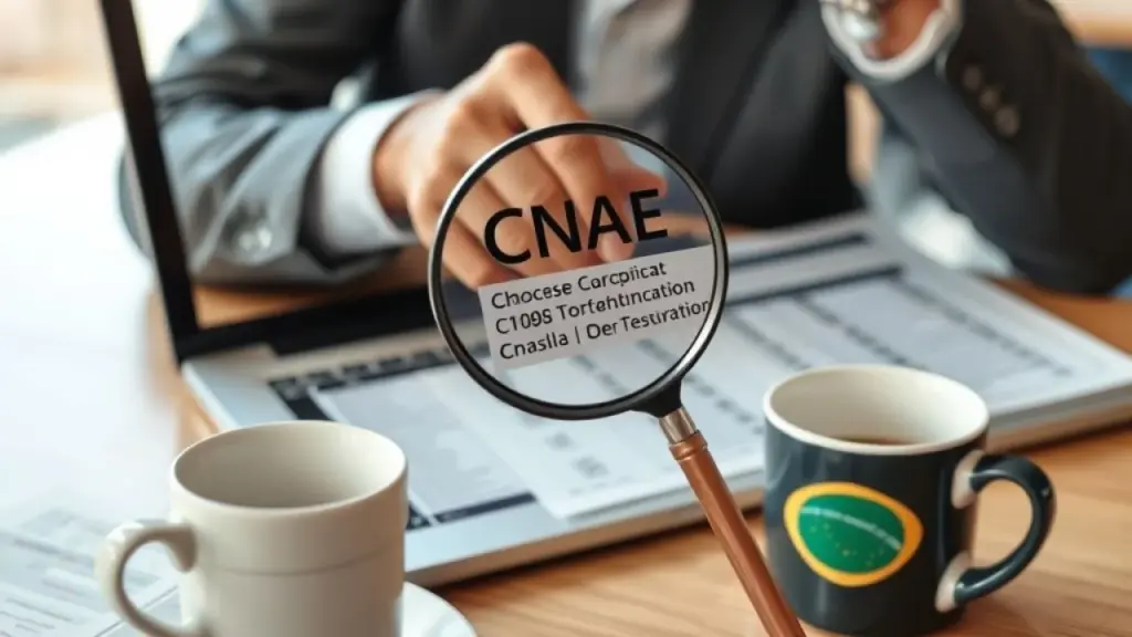 Empresário brasileiro consultando tabela CNAE para sua atividade