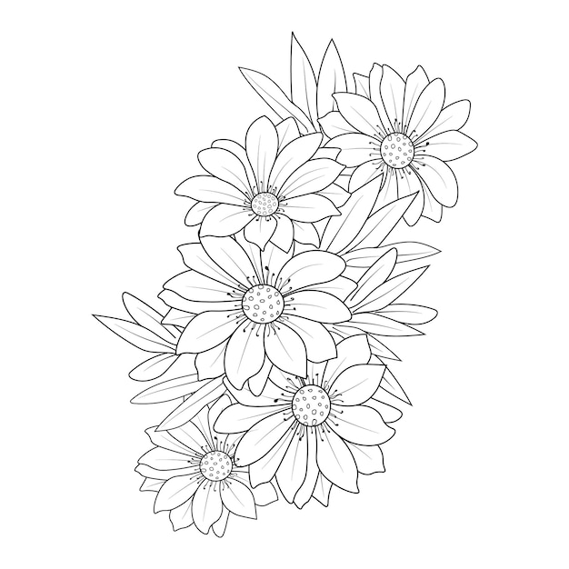 Daisy flower coloring page | Premium Vector