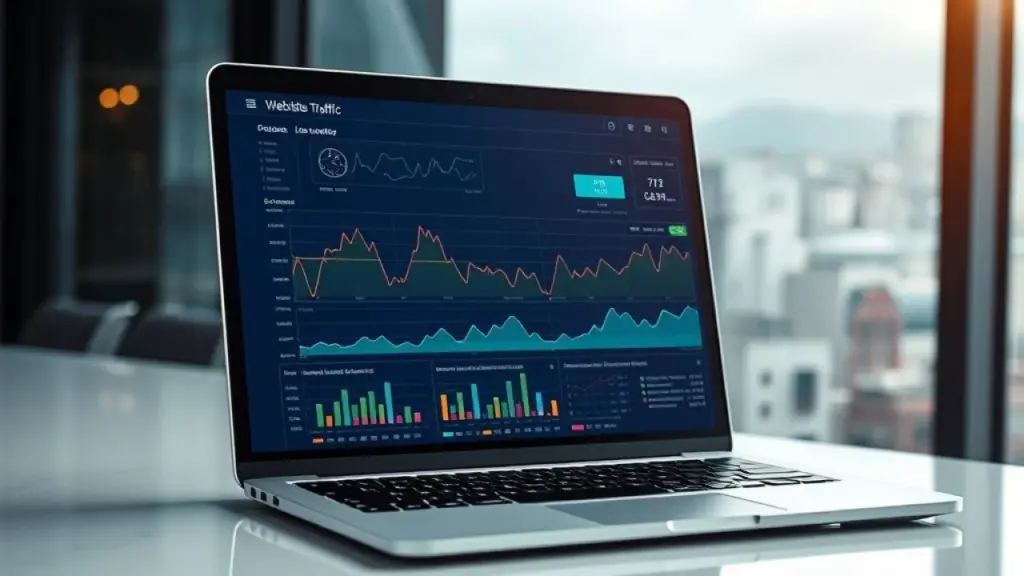 Visualização de dados de tráfego do site com gráficos claros.