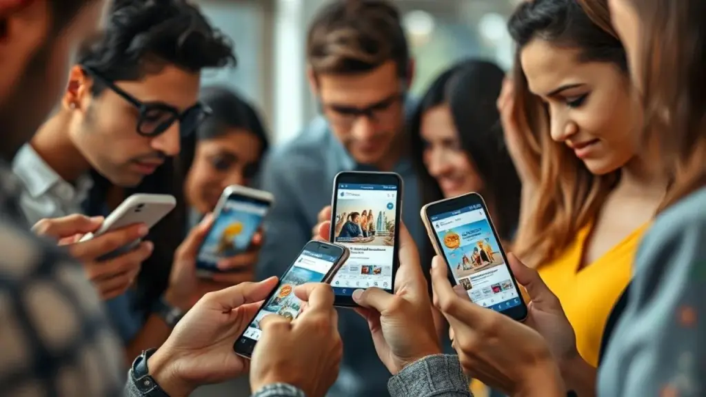Usuários brasileiros interagindo com anúncios de remarketing no Facebook.