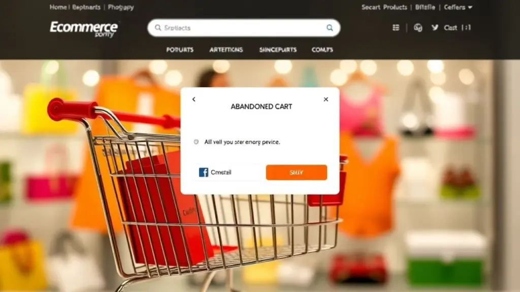 Carrinho de compras online com lembrete de remarketing. E-commerce Brasil.