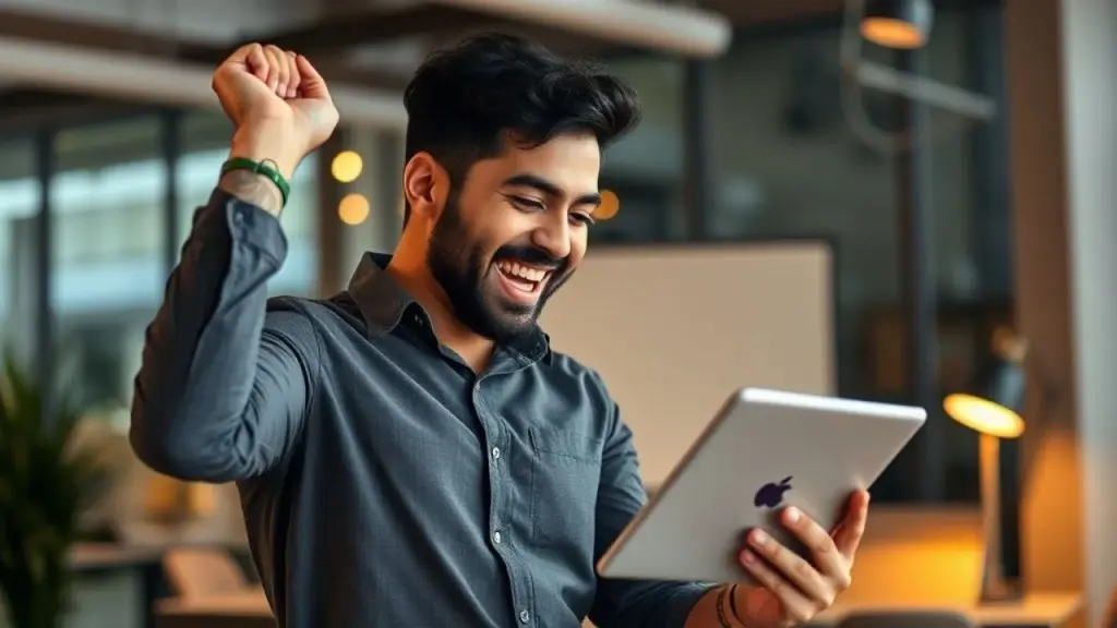 Empreendedor brasileiro comemora sucesso dos anúncios no Instagram.