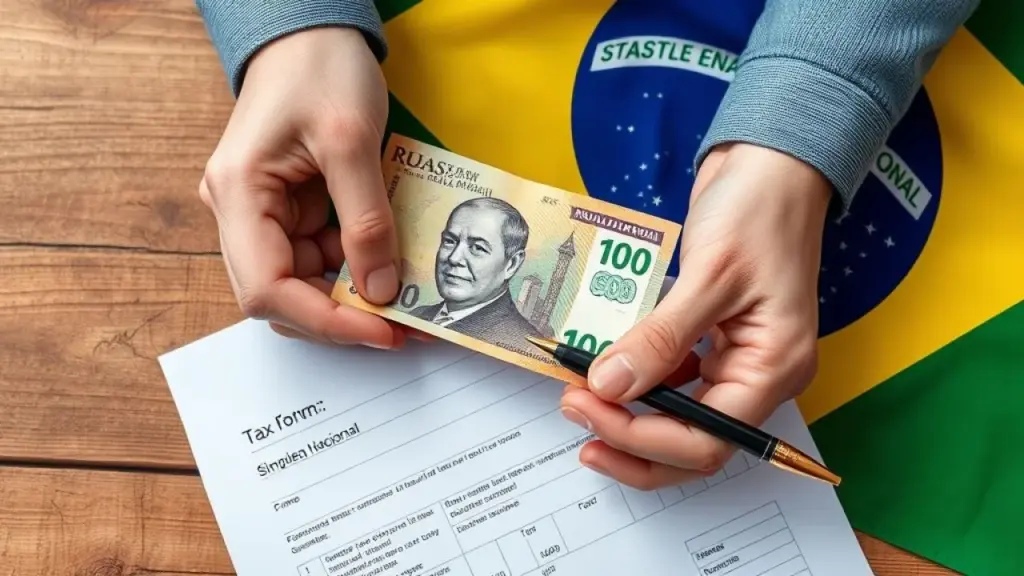 Pagamento de impostos do Simples Nacional no Brasil.