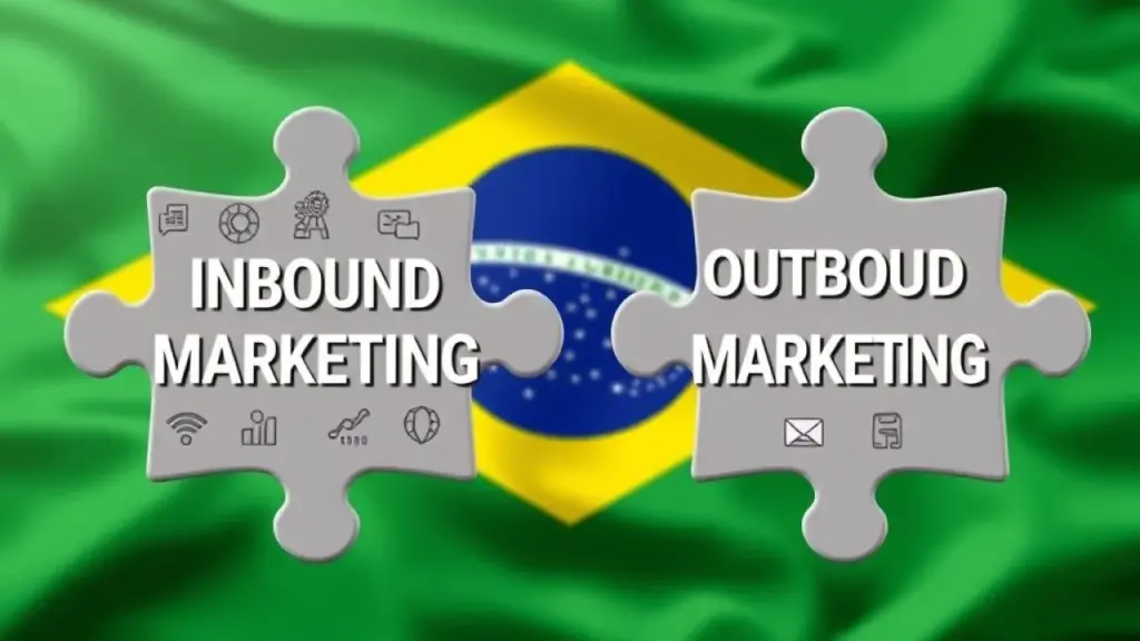 Peças de quebra-cabeça se encaixando: Inbound + Outbound = Marketing Integrado.