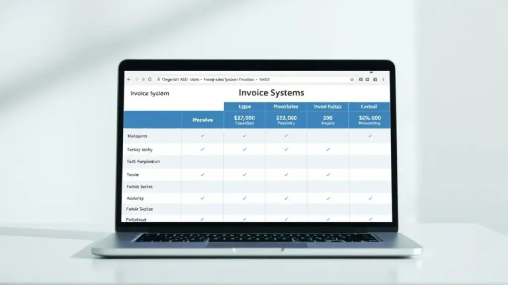 Tabela comparativa de sistemas emissores de nota fiscal em laptop. Escolha inteligente e eficiente.
