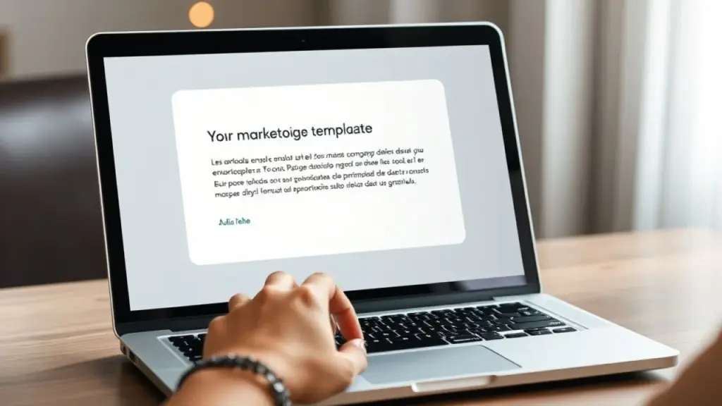 Email marketing em português no laptop. Conecte-se com seus clientes.