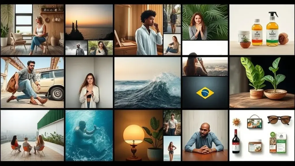 Mood board representando diferentes personas de clientes no Brasil.