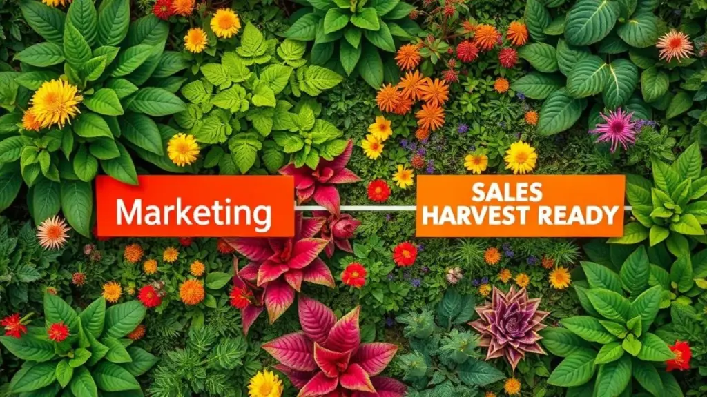 Jardim brasileiro: Marketing (florescendo) e Vendas (colheita).