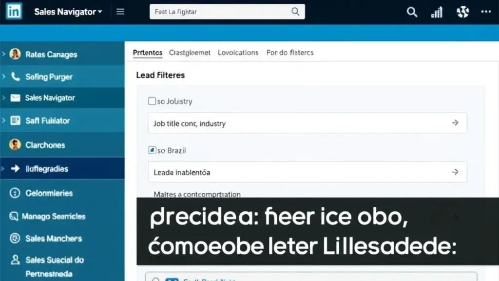 Interface do LinkedIn Sales Navigator com filtros de busca