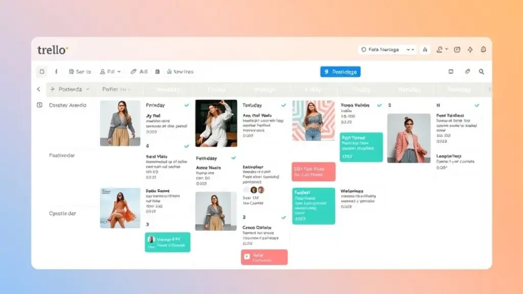 Calendário editorial em Trello para marca de moda brasileira.