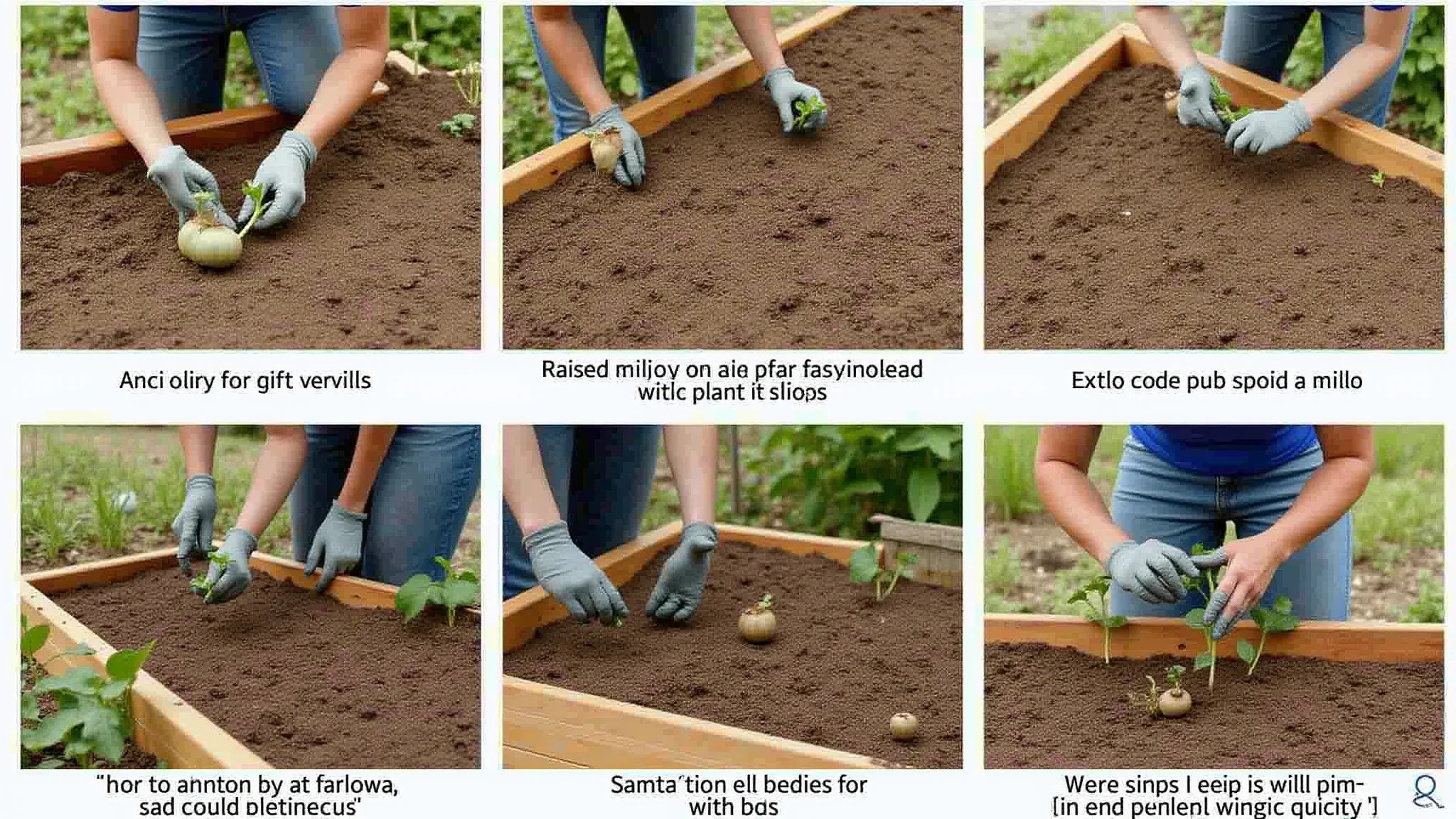 Guia passo a passo para plantar mudas em um canteiro elevado.