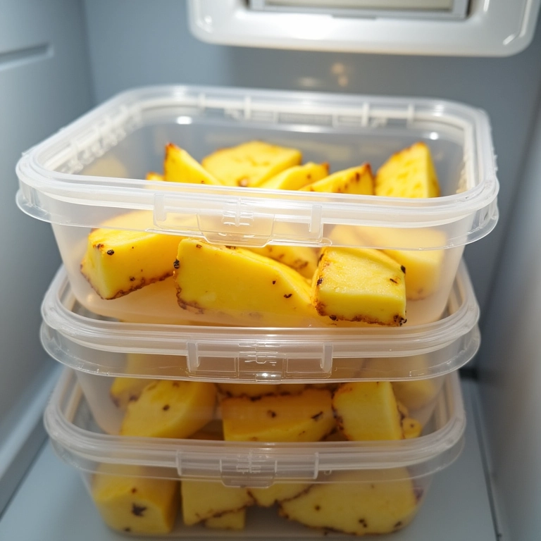 Abacaxi grelhado congelado em potes.