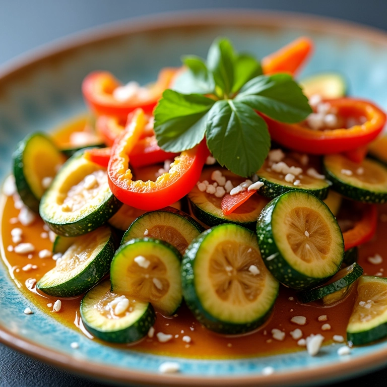 Abobrinha e pimentão no vapor com curry e coco.