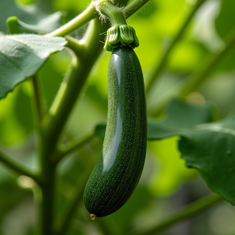 Abobrinhas italianas crescendo abundantemente na horta.