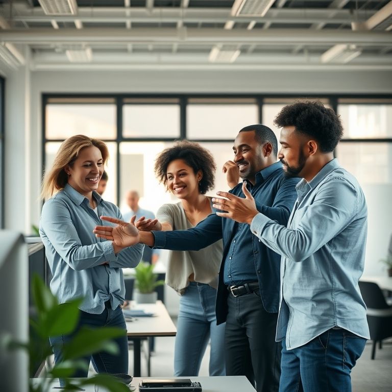 Adaptação às mudanças com flexibilidade. Equipe dinâmica, escritório moderno.