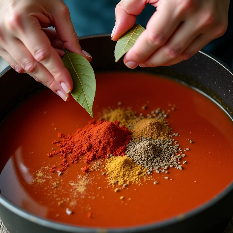 Adicionando temperos ao feijão.