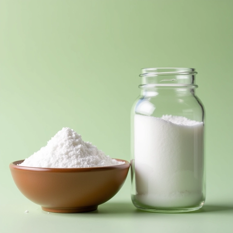 Adoçante de estévia ao lado de um pote de açúcar refinado.