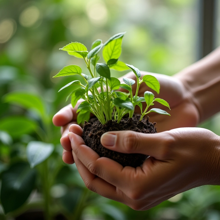 Adubação de plantas em jardim vertical.