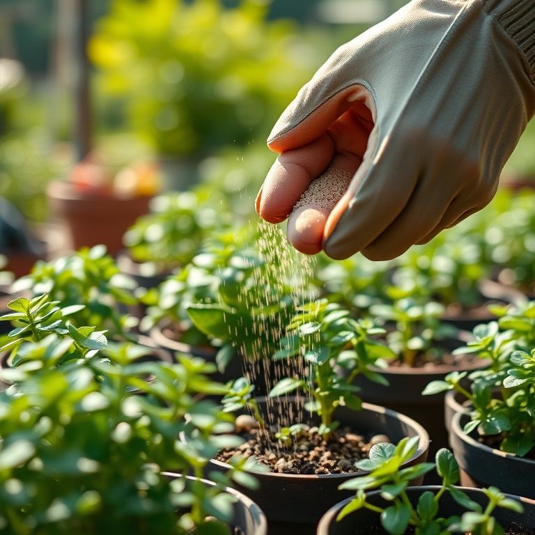 Adubando almeirão em vaso com nutrientes essenciais.