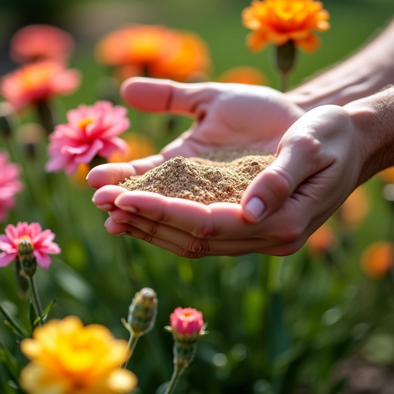 Adubando cravos para estimular a floração.