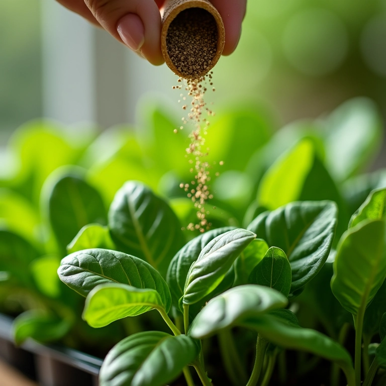 Adubando o espinafre para crescimento forte.