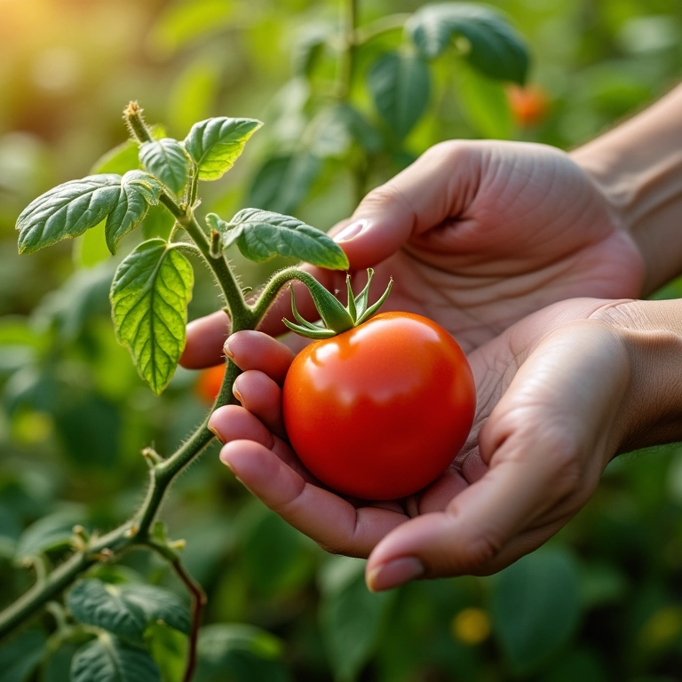 Adubando tomate italiano em vaso.