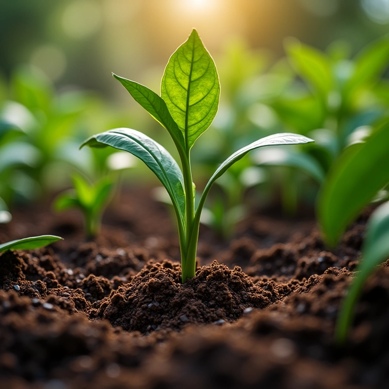 Adubo de borra de café para folhas verdinhas na horta.