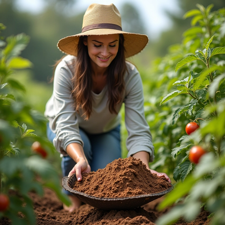 Adubo de esterco de vaca para nutrição completa da horta.