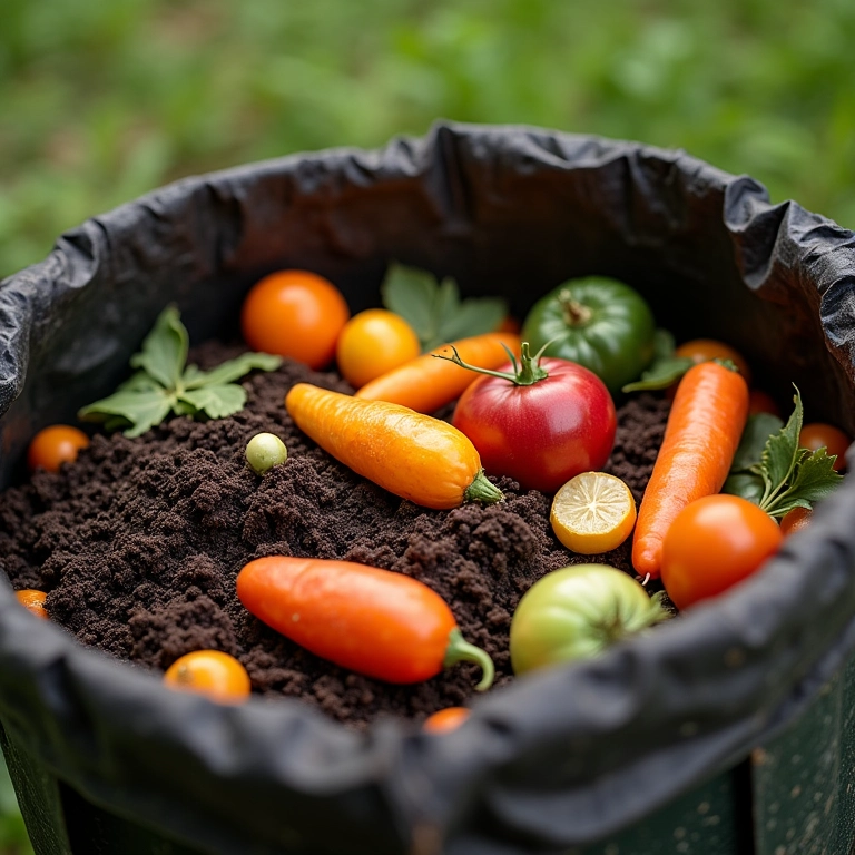 Adubo de restos de vegetais para aproveitamento total dos alimentos.