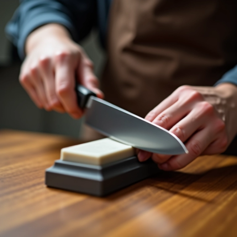 Afiação de facas em casa.