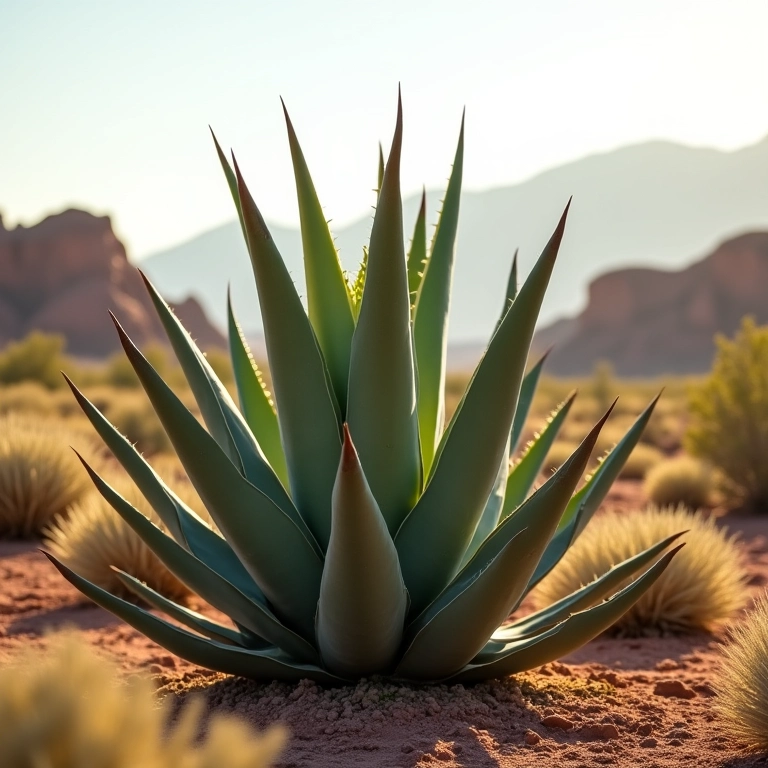 Agave em uma paisagem desértica.