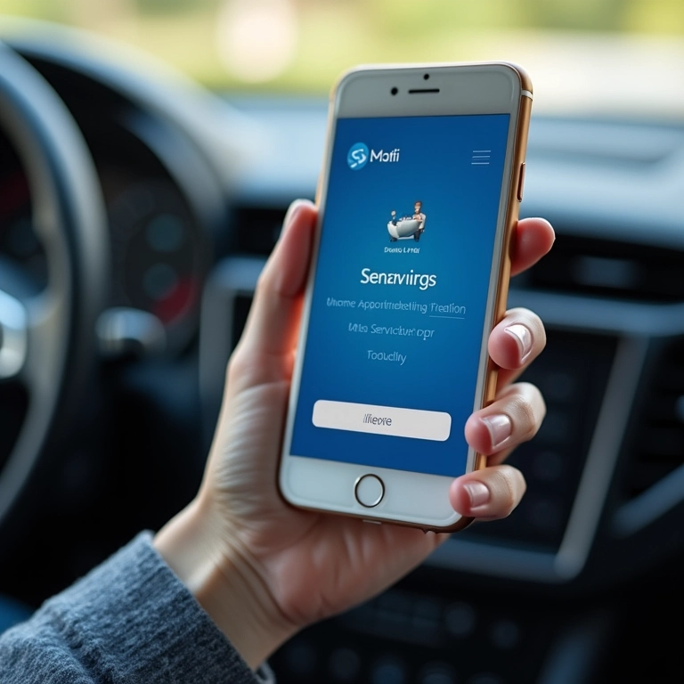 Agendamento da primeira revisão do carro novo através de aplicativo no smartphone.