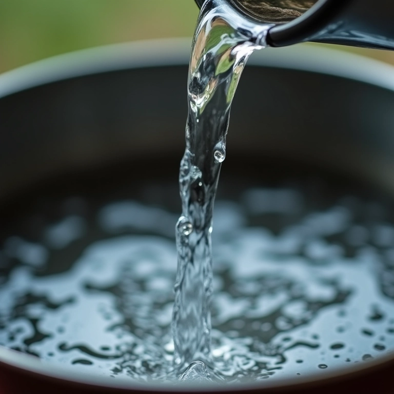 Água drenando de um vaso com furos.