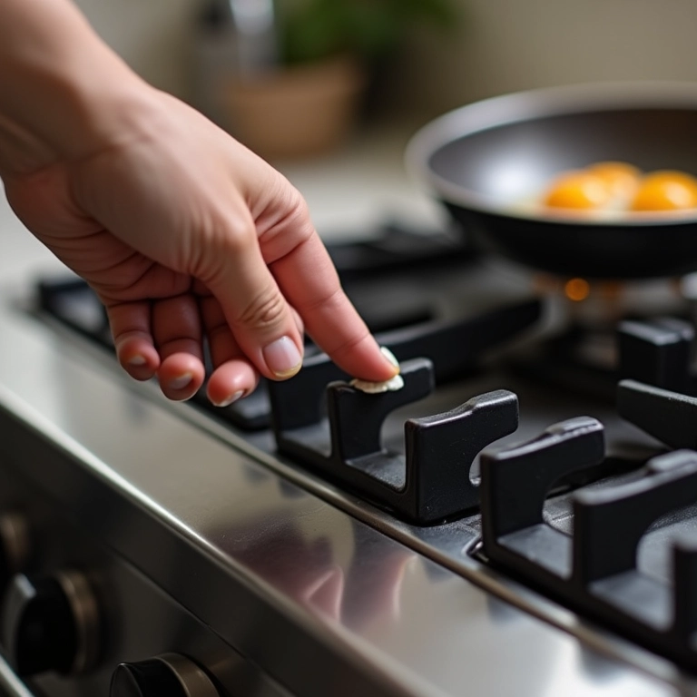 Ajustando a temperatura do fogão para cozinhar ovos mexidos.