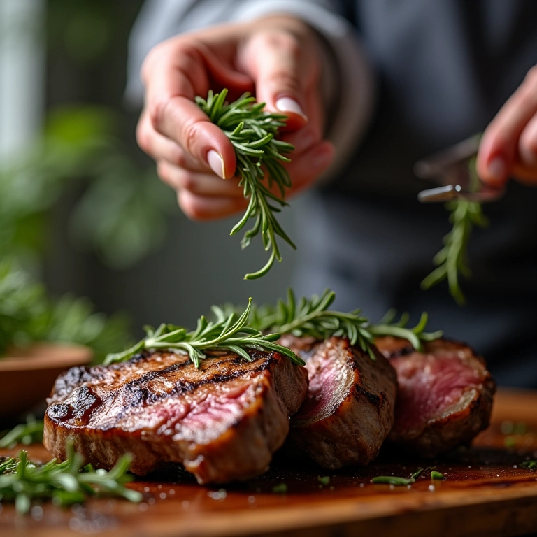 Alecrim como tempero para carnes.