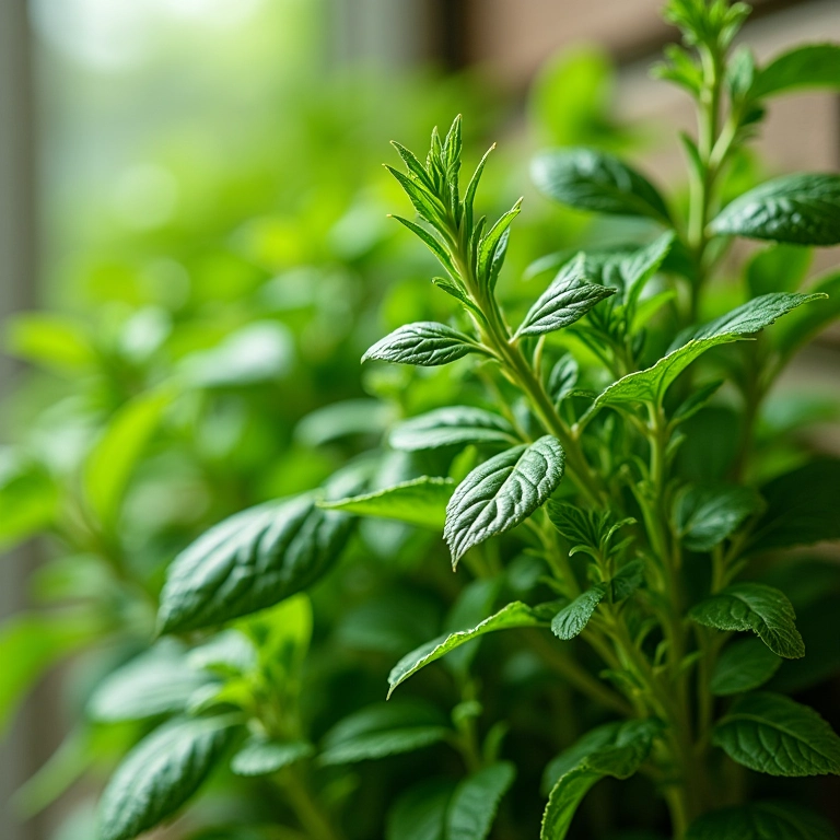 Alecrim, manjericão, hortelã e tomilho crescendo em um jardim vertical.