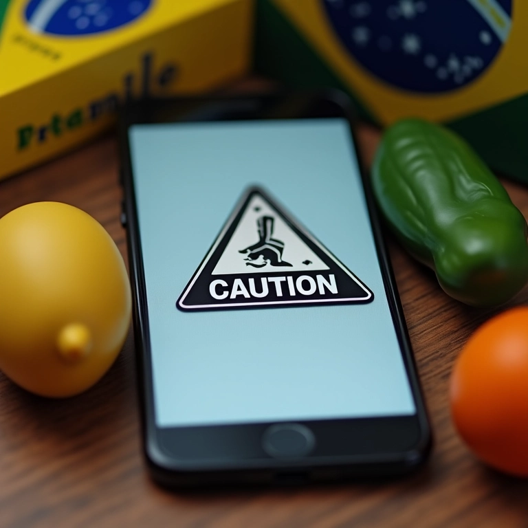 Alerta de golpe: tela de celular mostra oferta de serviço falsa com aviso de perigo.