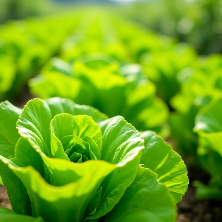 Alface crocante e saudável na horta de verão.
