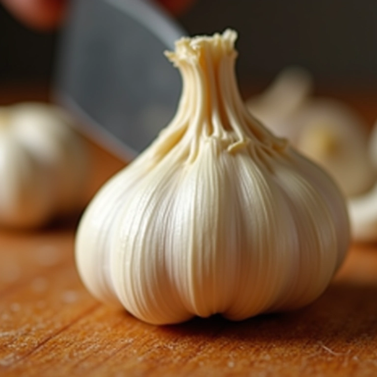 Alho sendo picado, use com moderação no pesto.