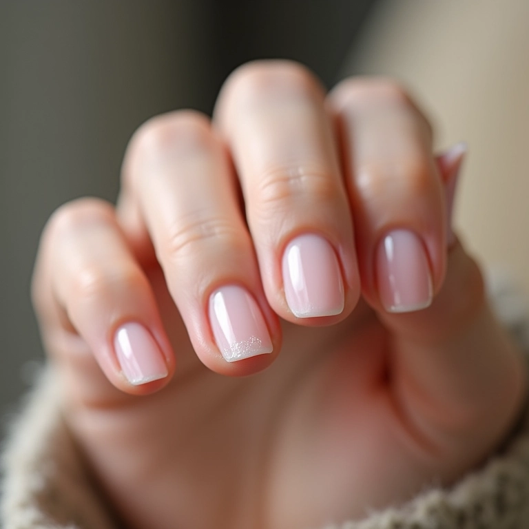 Alongamento em fibra de vidro com aparência natural e delicada.