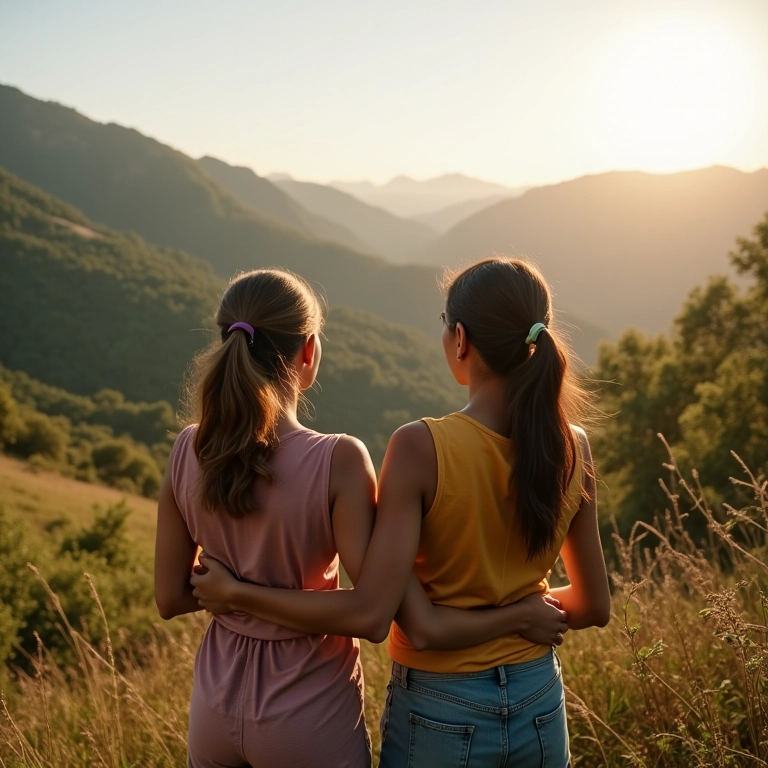 Amigos brasileiros se apoiando durante uma trilha.