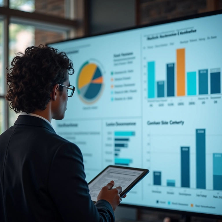 Analista revisando métricas de engajamento do público.