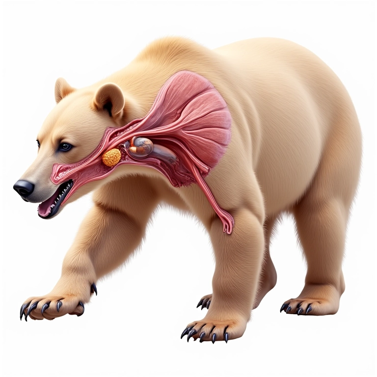 Anatomia detalhada do sistema olfativo de um urso.