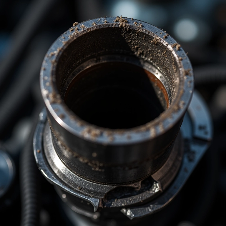 Anéis de pistão desgastados dentro de um motor.