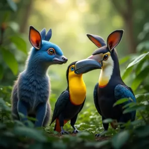 Animais emblemáticos da fauna brasileira reunidos em uma imagem vibrante.