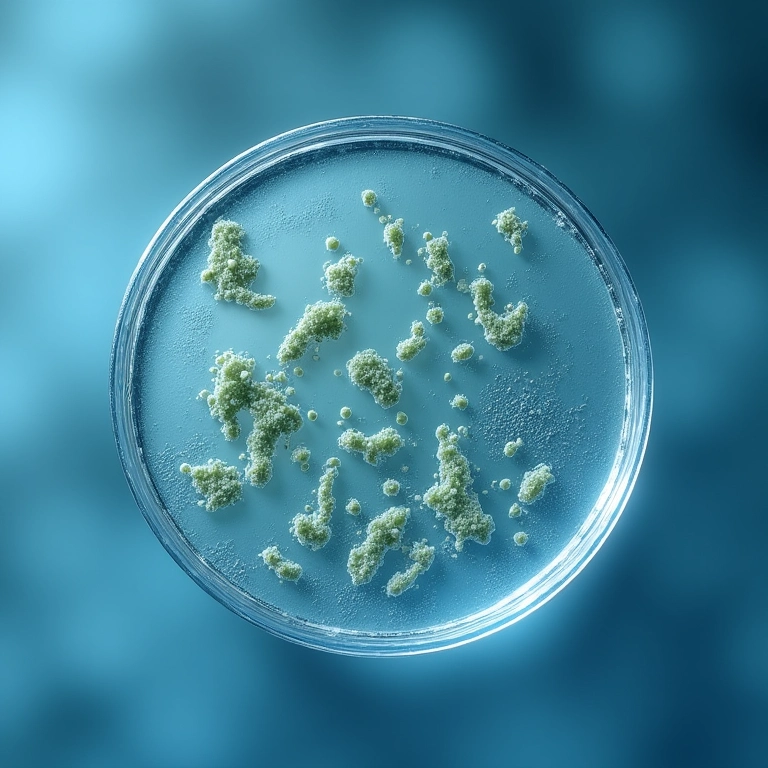 Antibiótico bacteriostático inibindo o crescimento bacteriano.